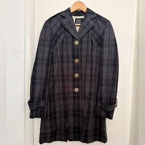 Dear Creatures Plaid Trench Coat - Black and Gray